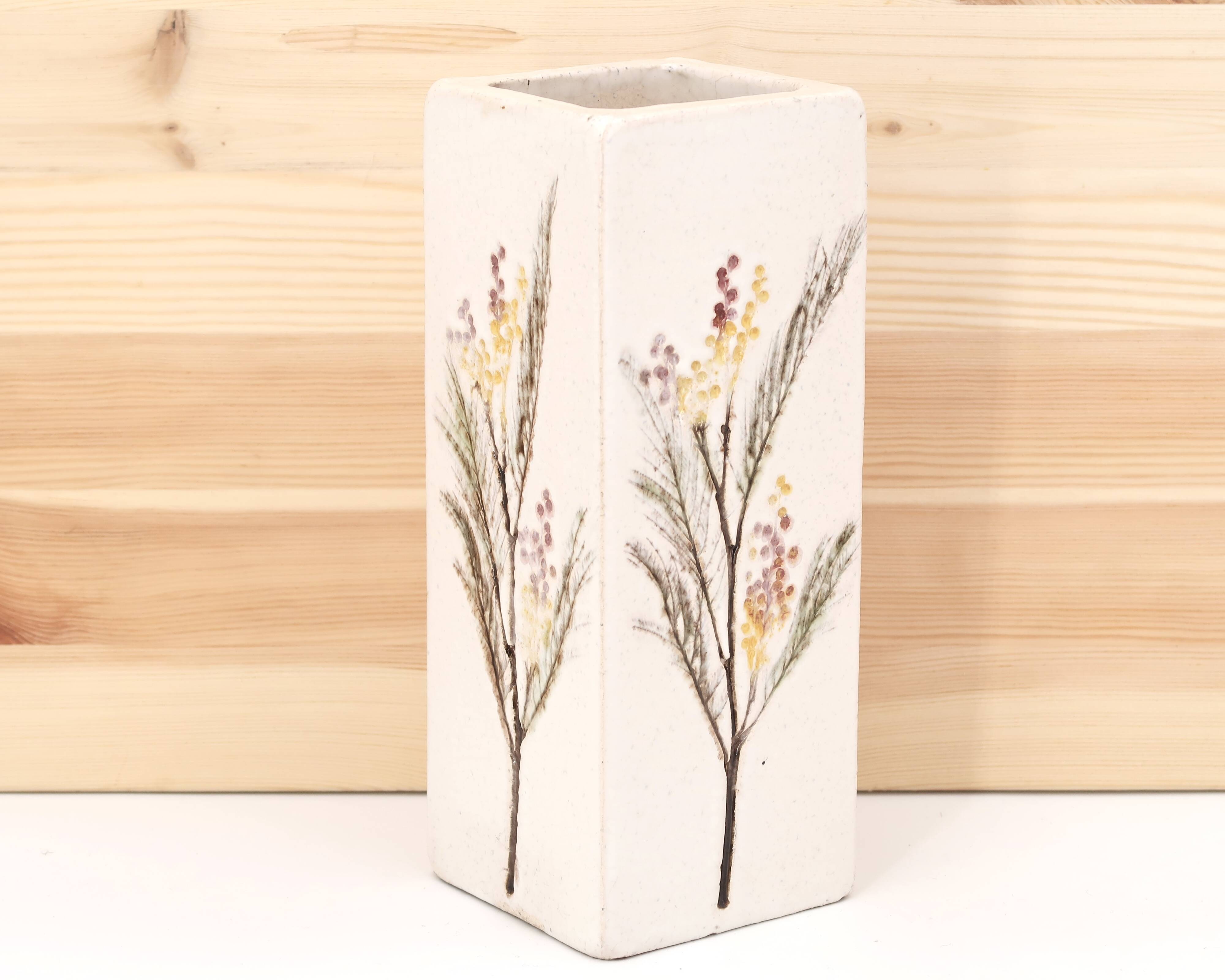 White ceramic herbarium vase by Raymonde Leduc, Vallauris, 1960s