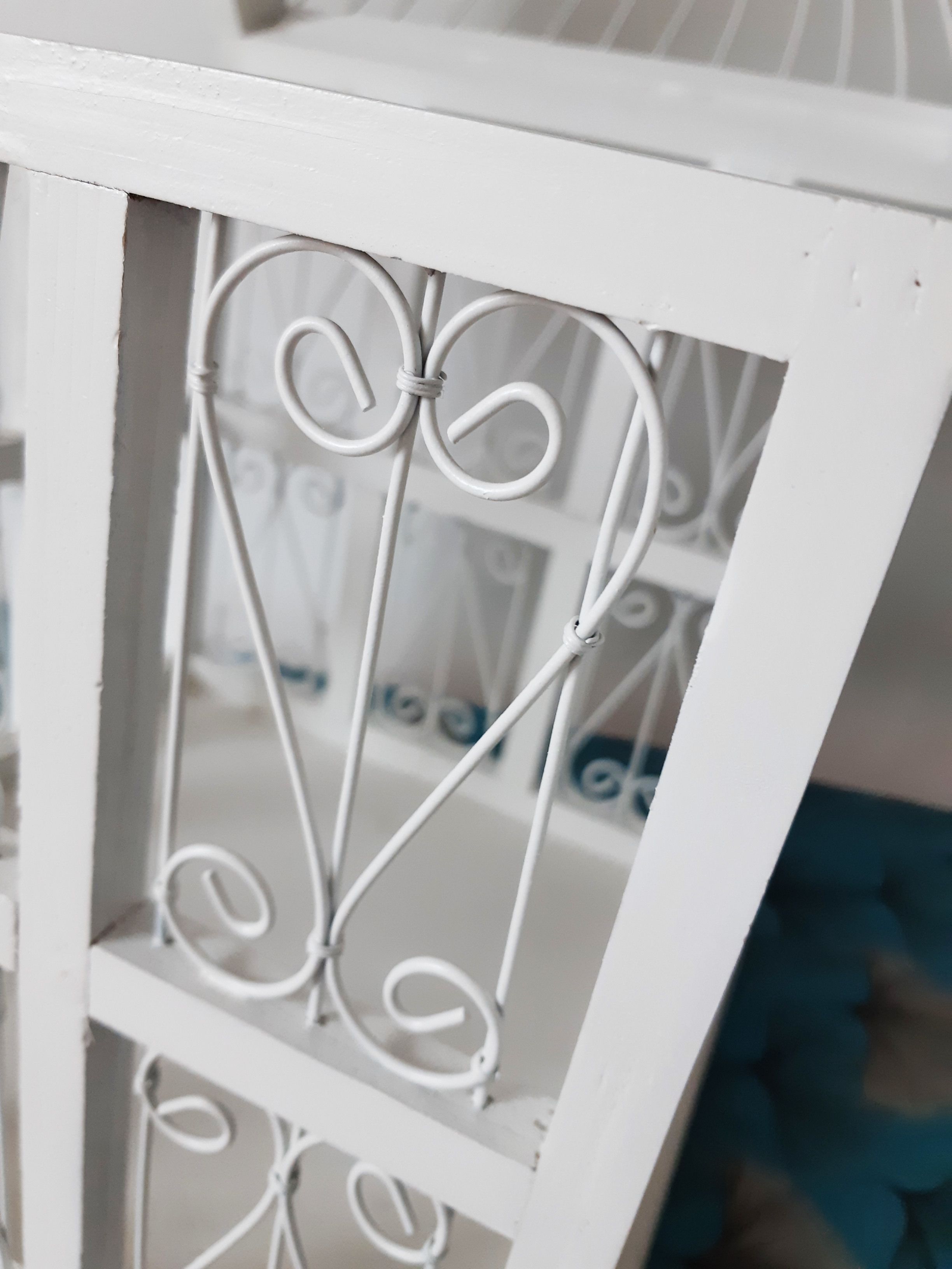 Vintage white cage for wood and metal decoration