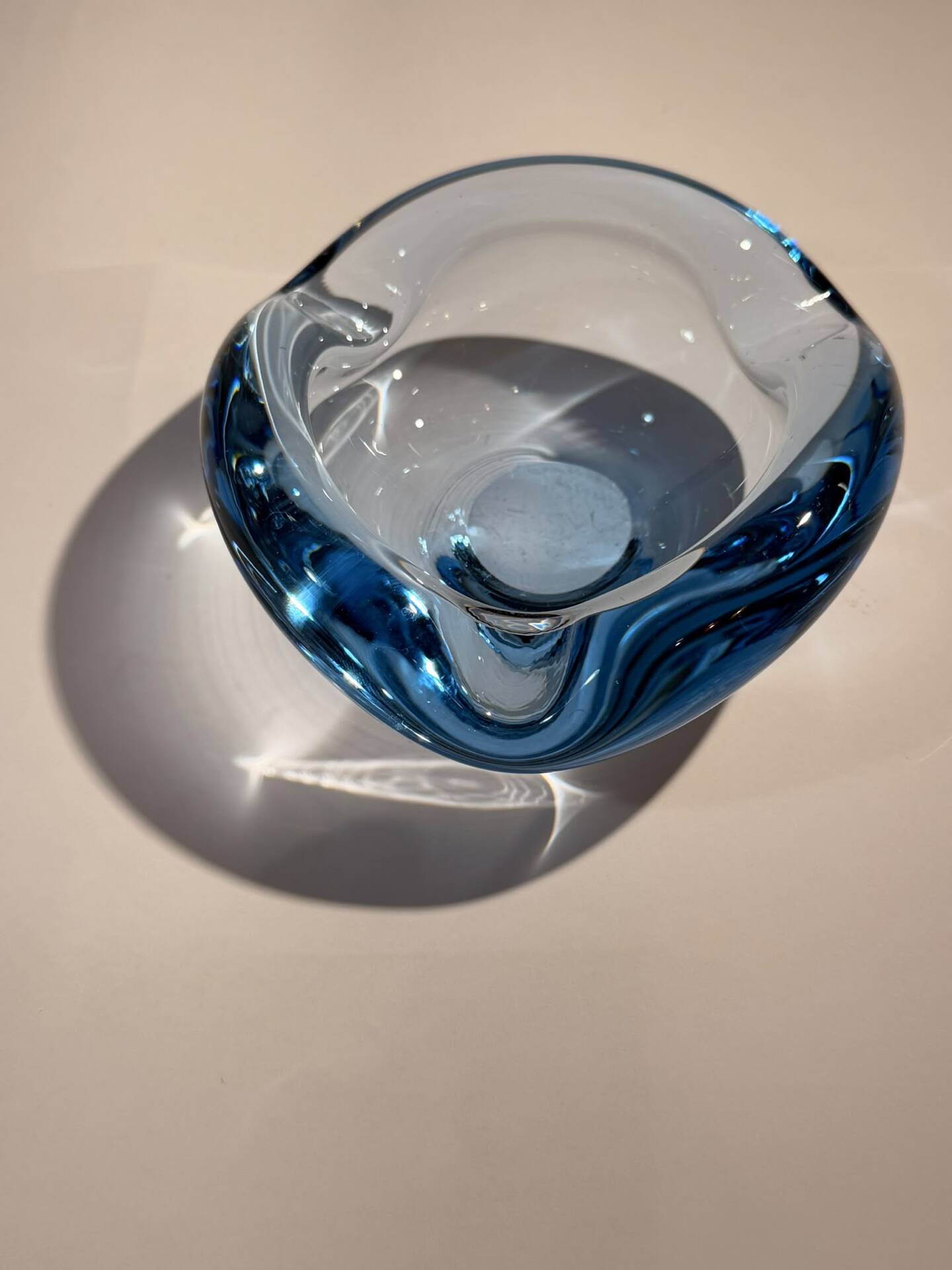 Blue ashtray from the "Akva" series by Per Lütken for Holmegaard