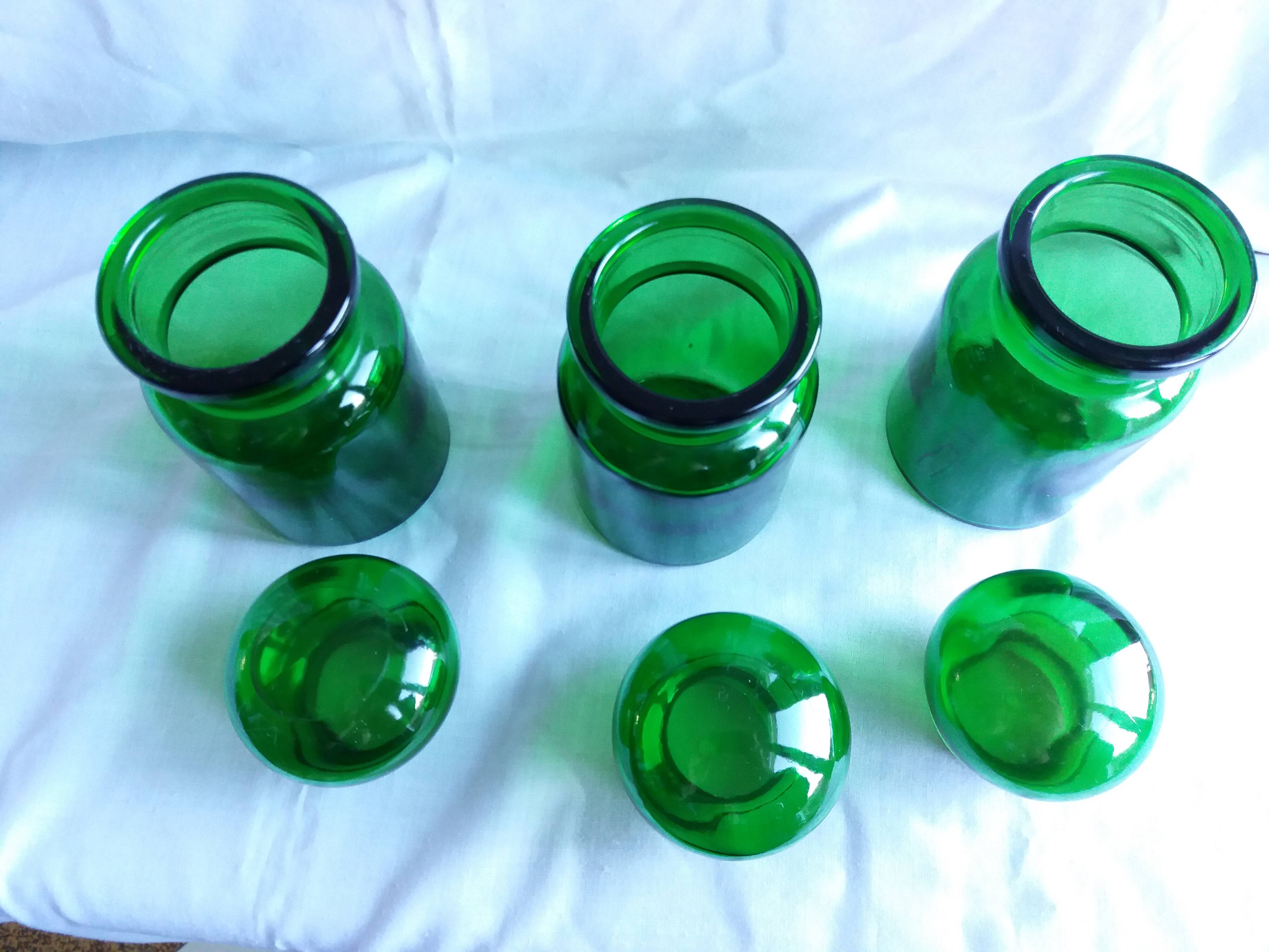 Apothecary bottles green glass jar
