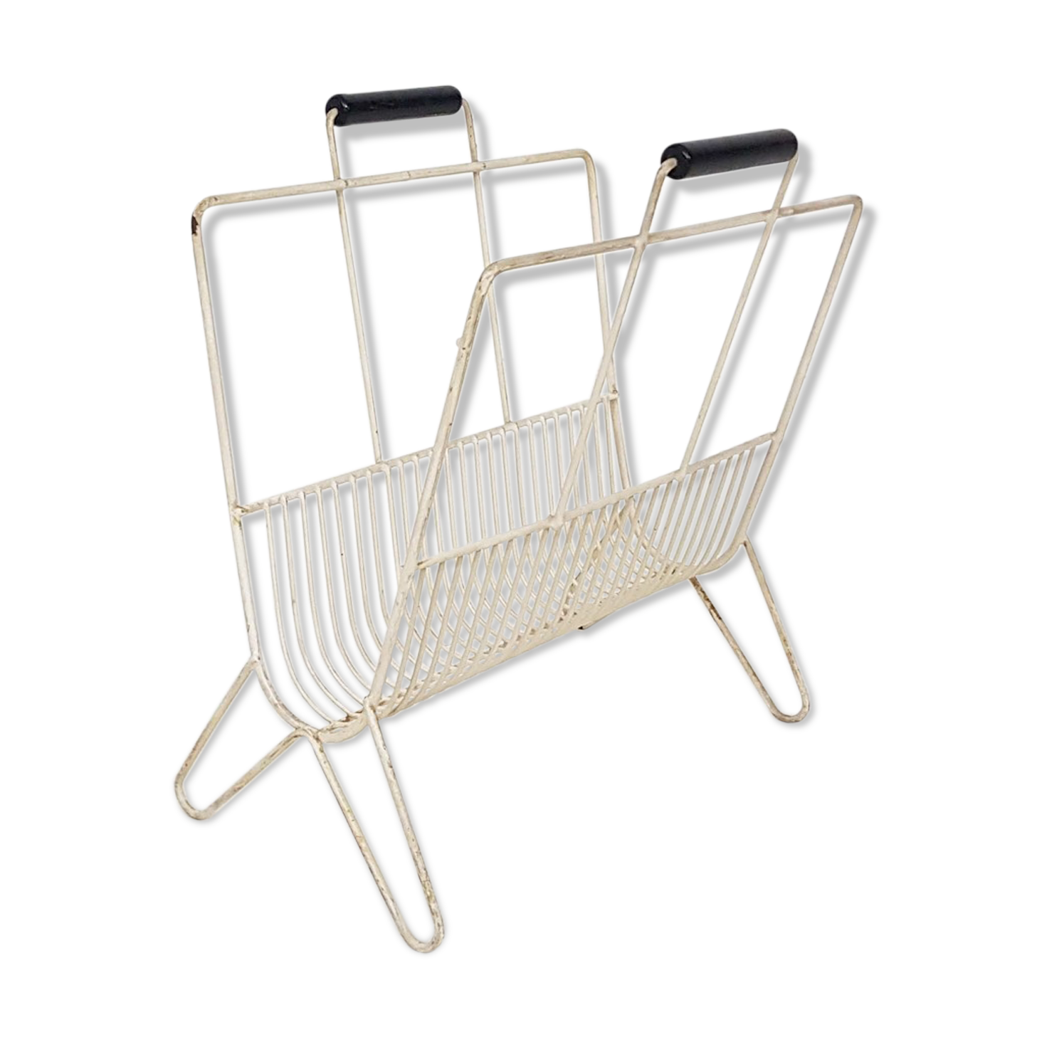 Mid-century white metal magazine stand