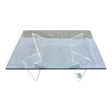 1980s design coffee table in glass and perspex (lucite)