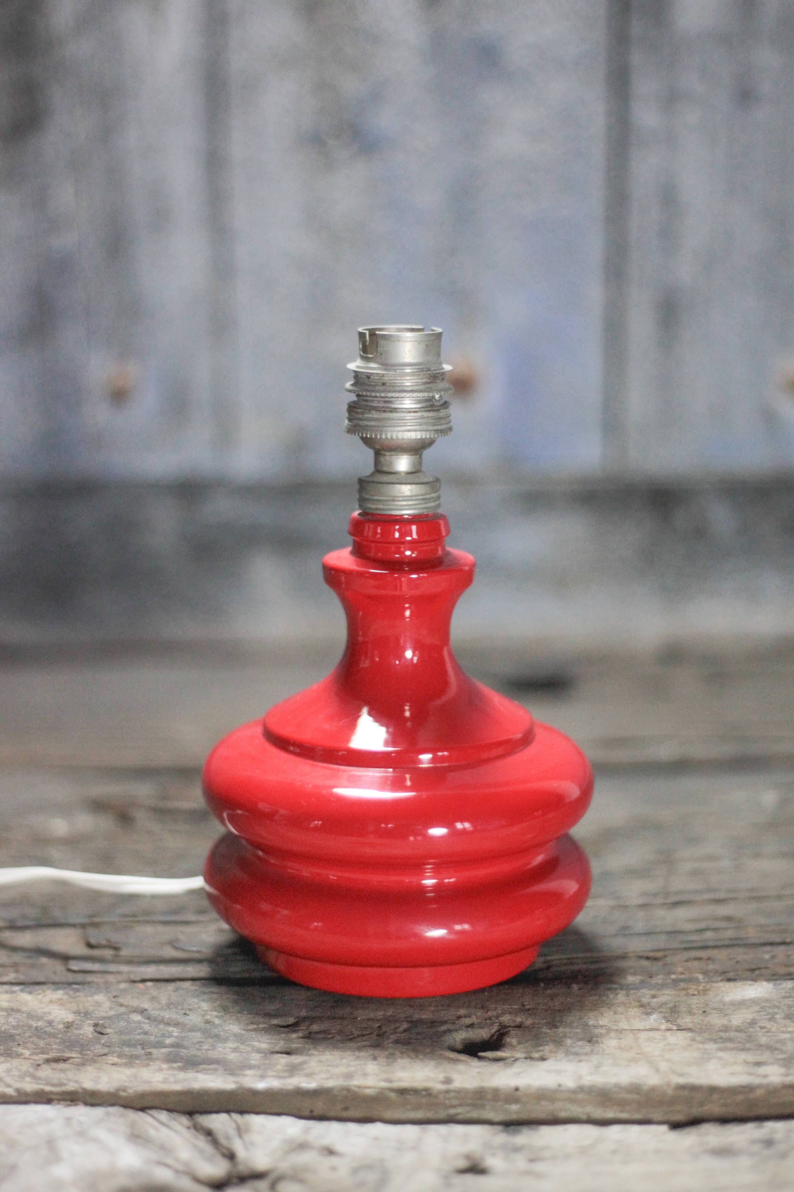 Vintage red glass lamp, table lamp, bedside lamp.