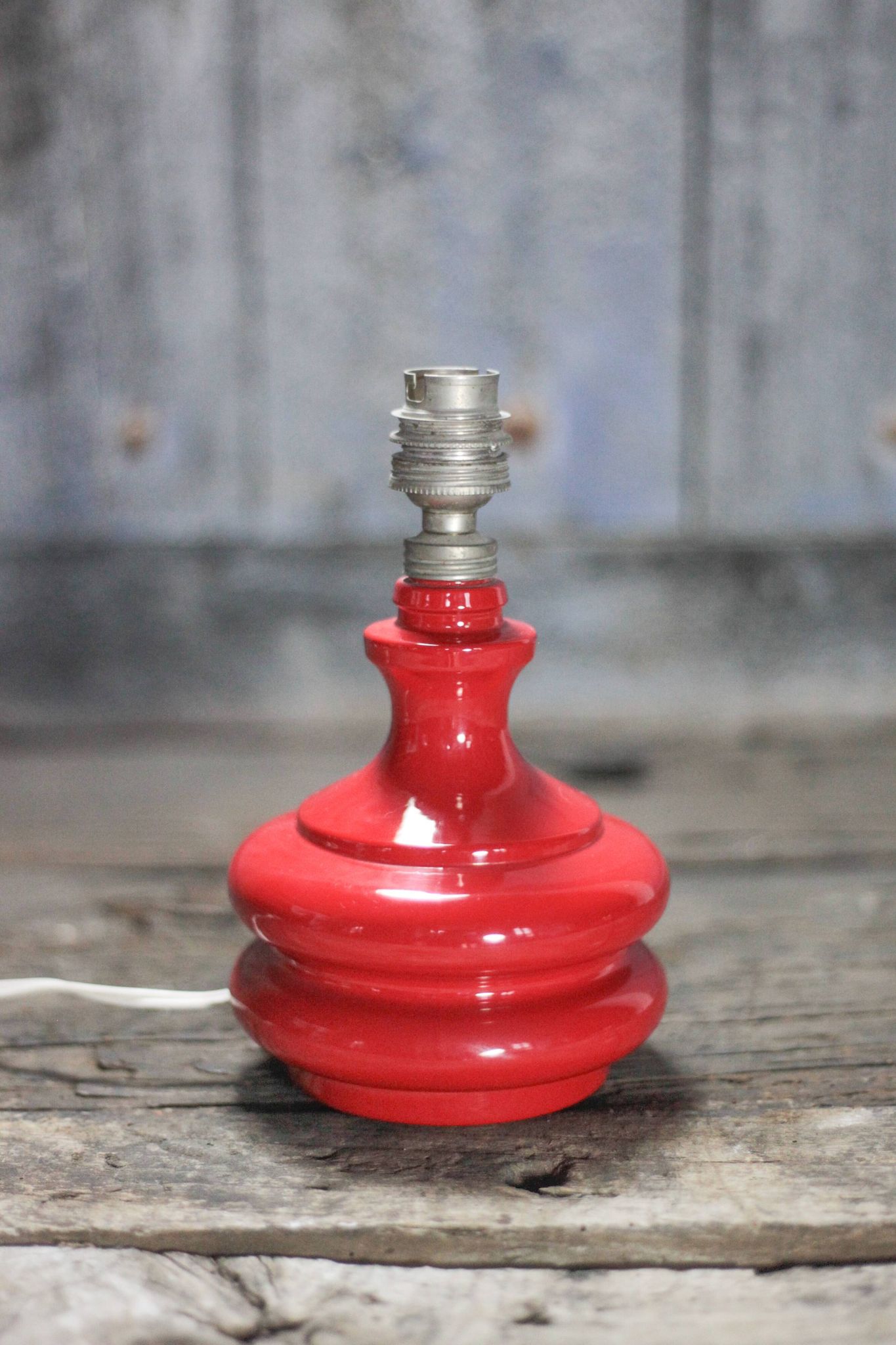 Vintage red glass lamp, table lamp, bedside lamp.