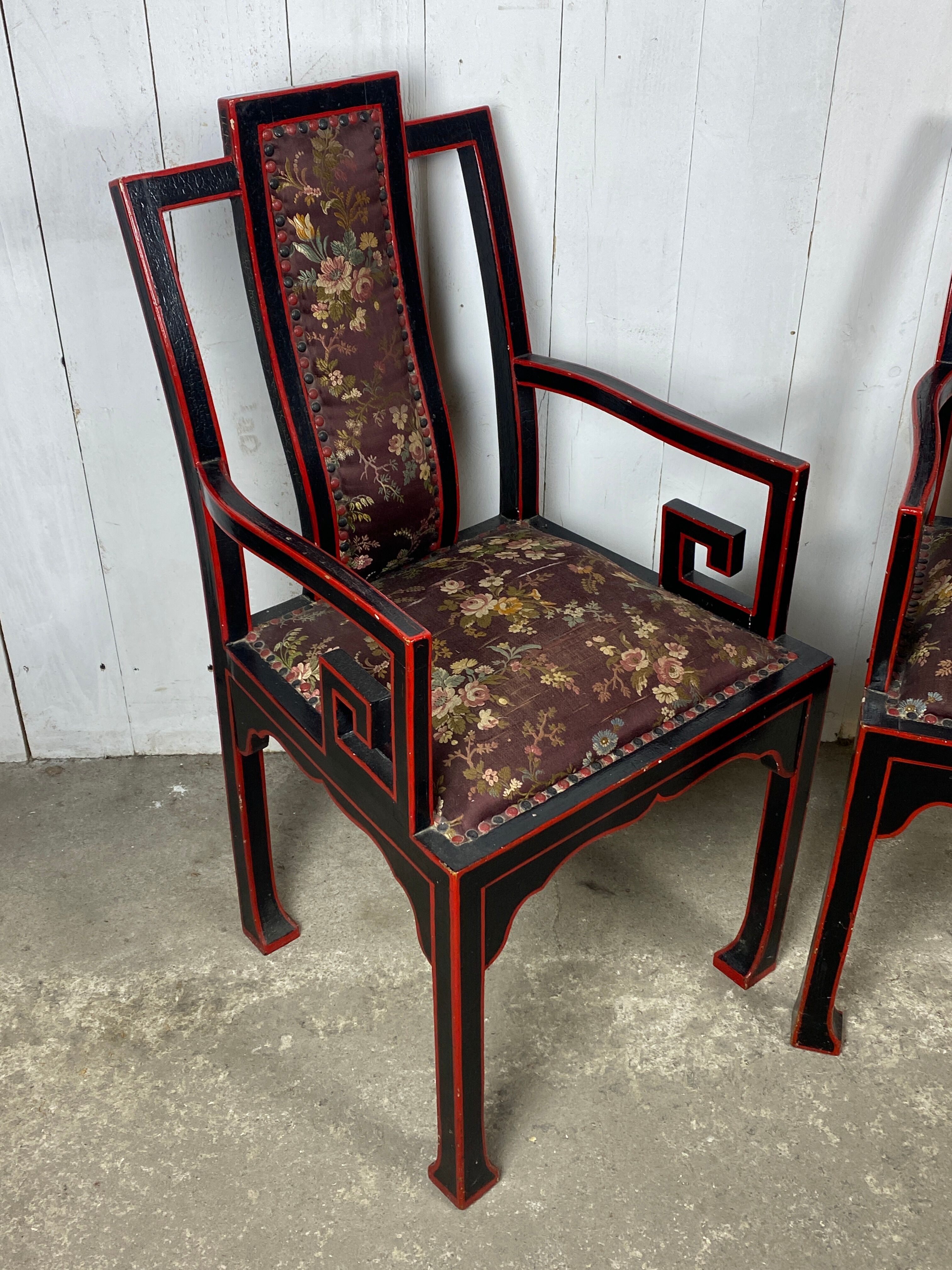 Fauteuils chinois broderie de soie