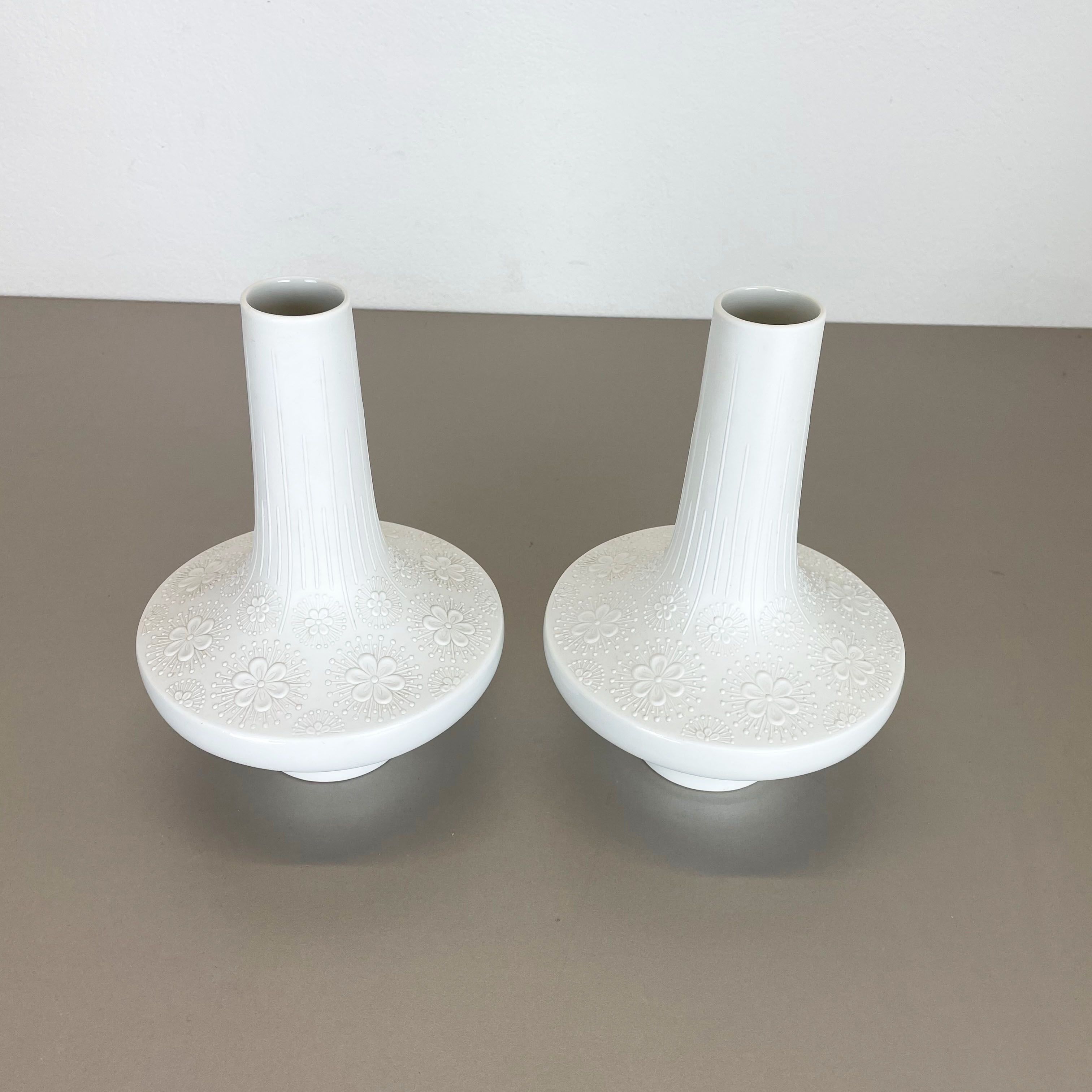 Set of 2 Op Art Biscuit Porcelain Ufo Vases by Edelstein Bavaria, Germany, 1970s