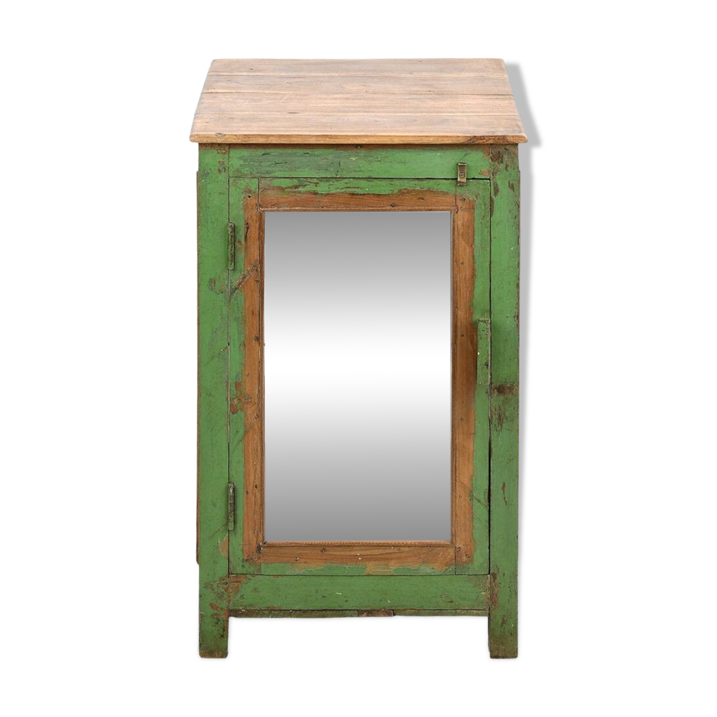 Showcase on patinated wooden legs