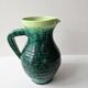 Green glazed ceramic pitcher Signed ACCOLAY