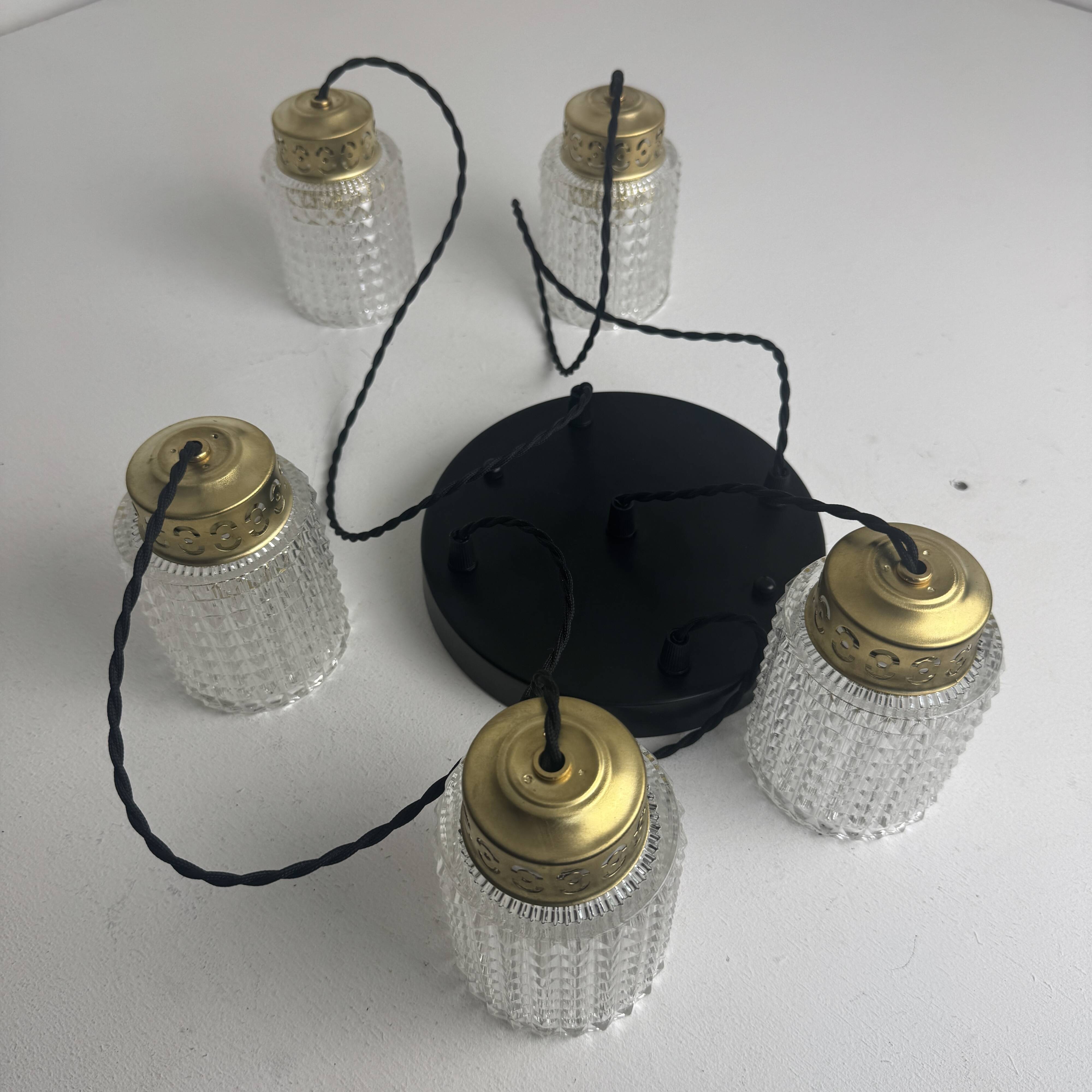 Antique cascade chandelier 5 light vintage