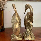 Bookend herons in brass style Art Deco 26cm