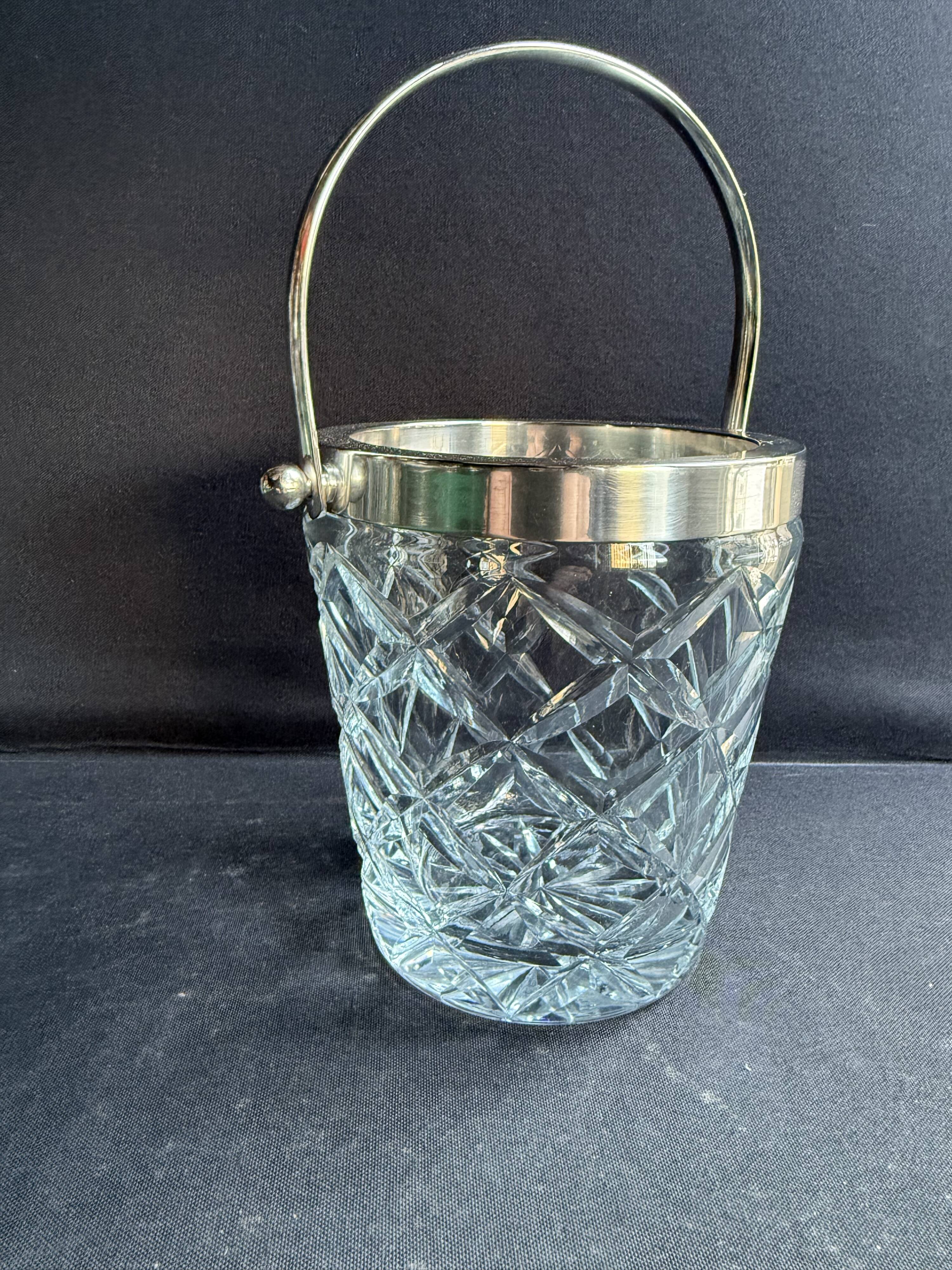 Ice Bucket – Cut Crystal and Silver Metal