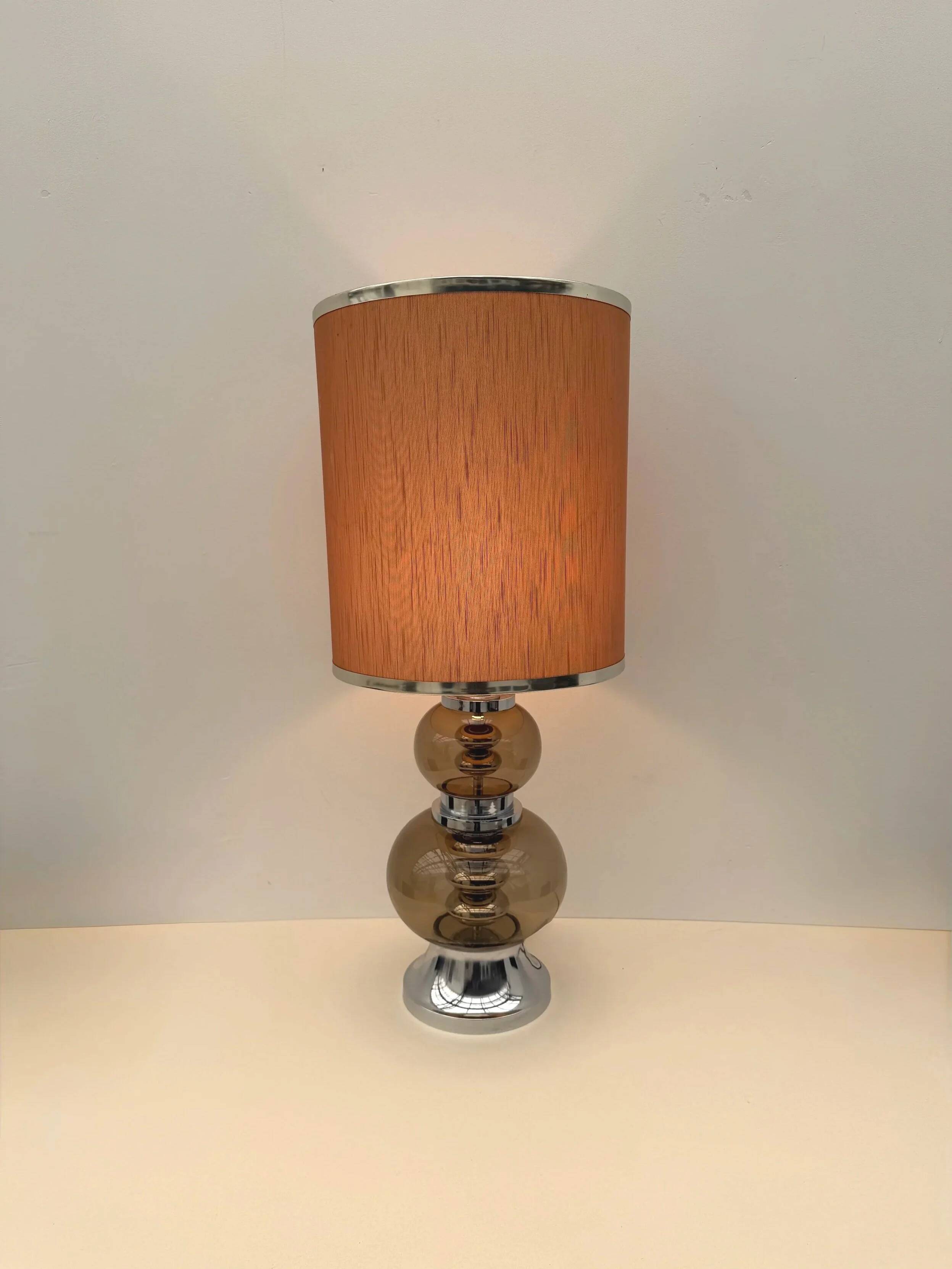 Joseph Richard ESSIG lamp in smoked glass and chrome, Germany 1970
