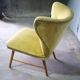 Trio de chauffeuses à oreilles wing chair danoise Elias Svedberg années 50/60 jaune vert