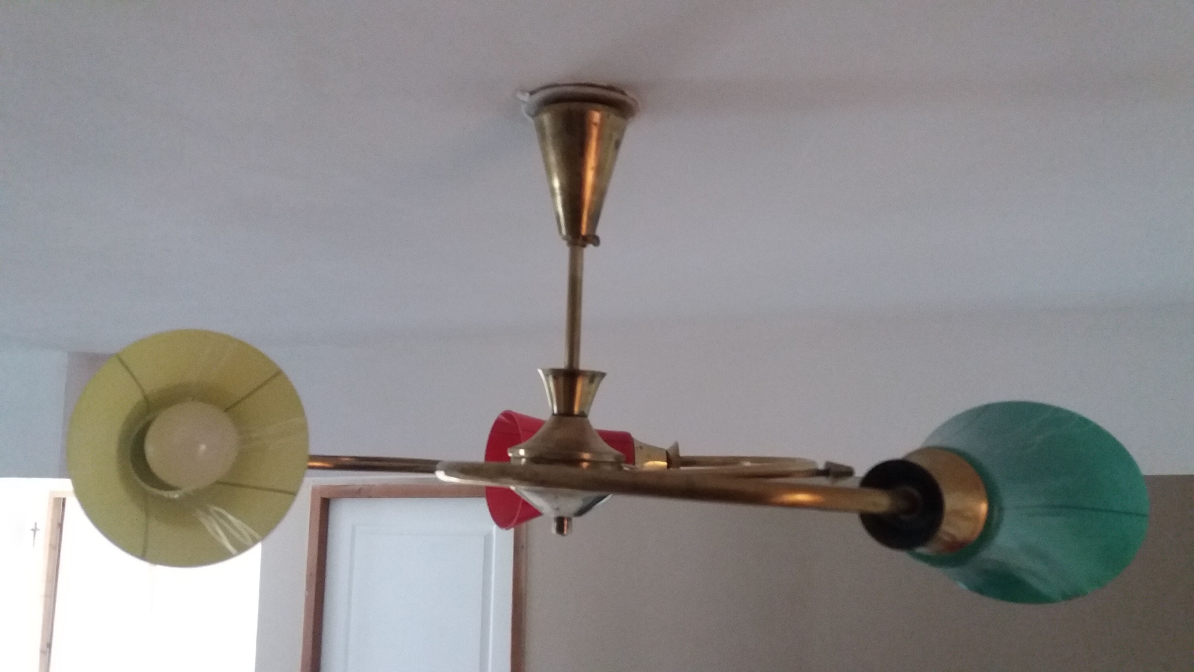 Lustre verre et laiton vintage