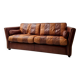 Vintage striped brown orange leather sofa (210 cm x 88 cm)
