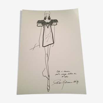 Paco rabanne: fashion illustration "summer collection 1991" and photography Harcourt vintage