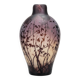Acid-etched glass vase with a branch design.