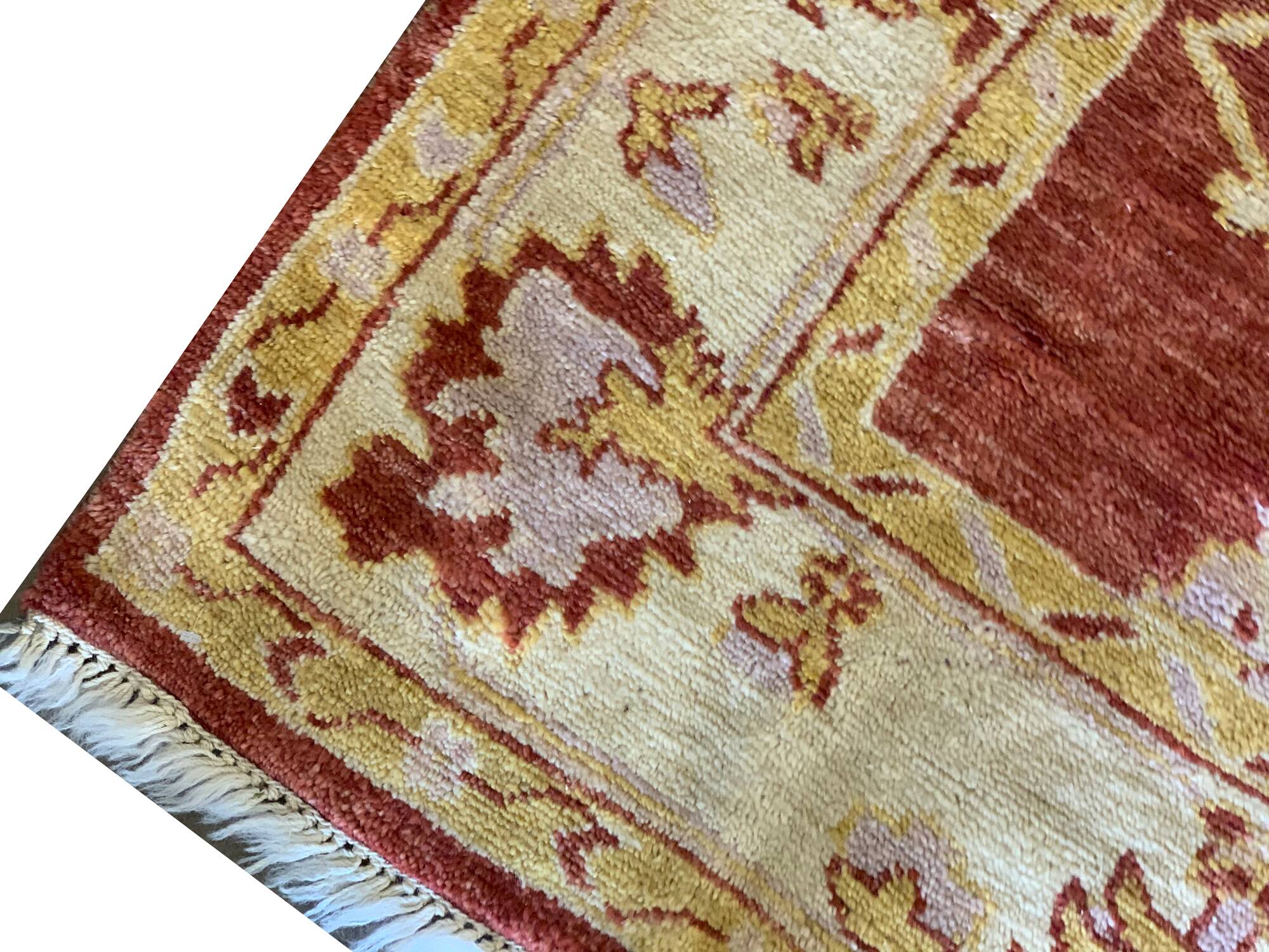 Indian Ziegler Rug, Large Rust Wool Handknotted Carpet, Livingroom Rug