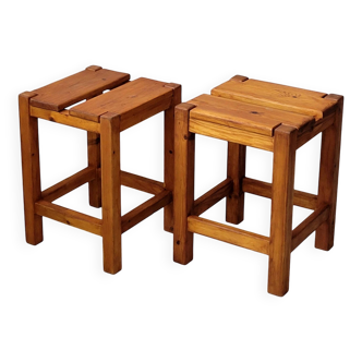 Pair of vintage pine stools