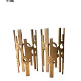Pair of Vlab brutalist wall lights in bronze finish