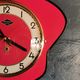 Vintage formica clock silent asymmetrical wall pendulum "Doby Matic red"