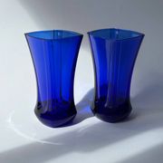 Vases en verre bleu cobalt vintage