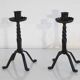 Pair of brutalist hammered iron candlesticks 1960