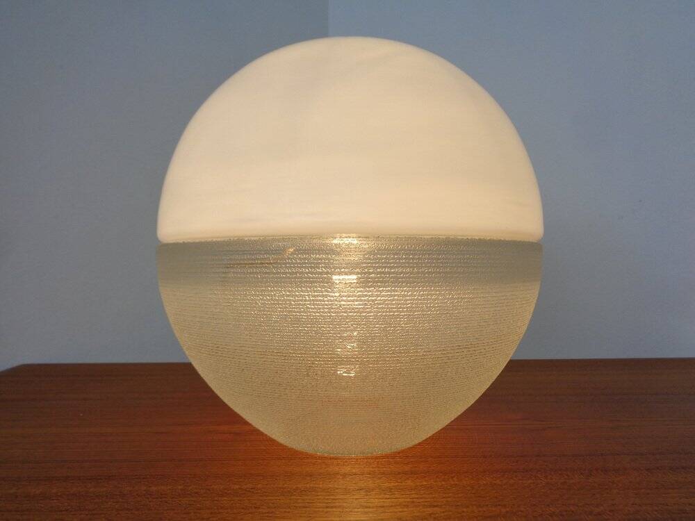 Two-Piece Opal Glass Table Ball Lamp, Italy, 1960s