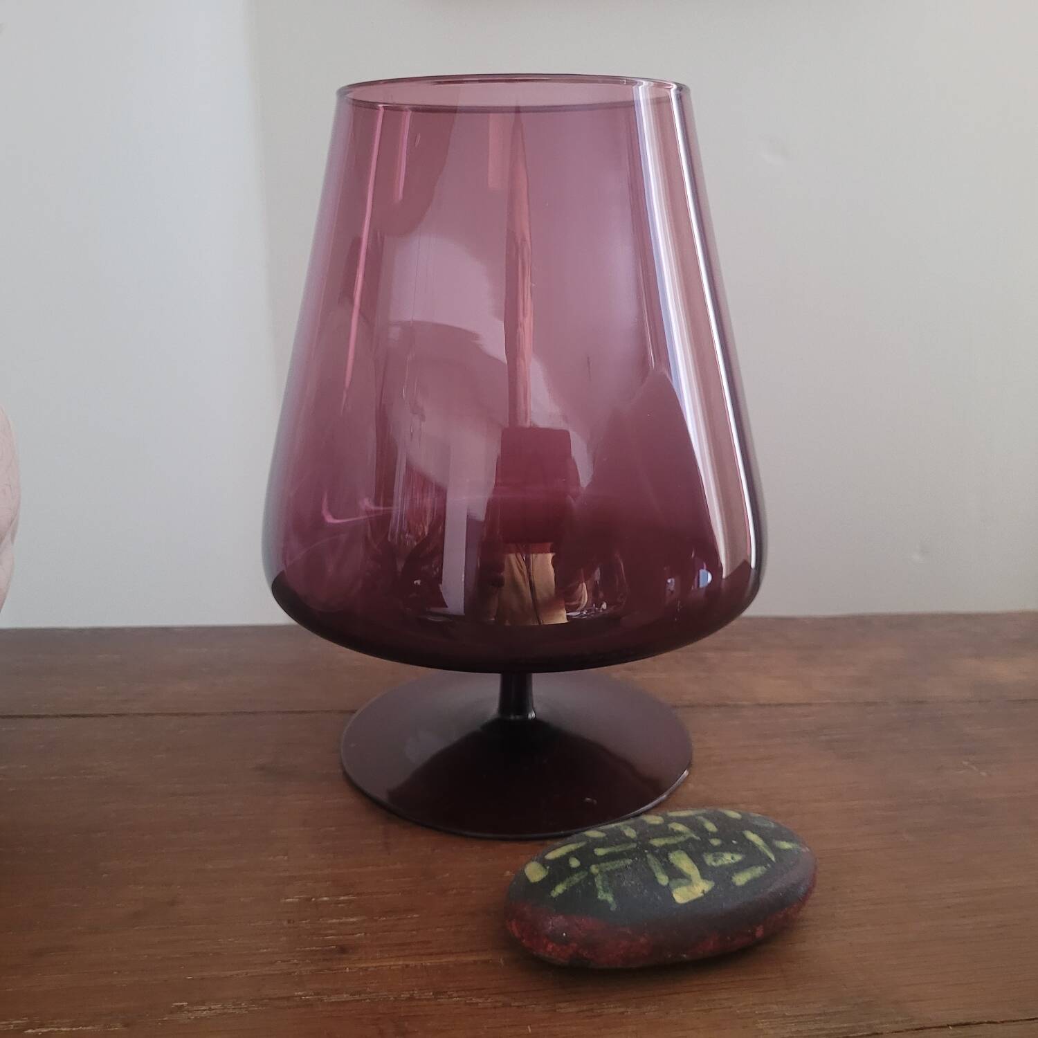 Vintage Ingrid Glashütte purple glass bowl – 70s modernist design