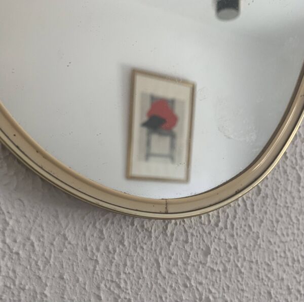 Miroir vintage 1960 rétroviseur asymétrique forme libre - 40 x 26 cm