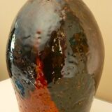 Ceramic vase, chamotte terracotta, enamelled, signature to be identified, vintage