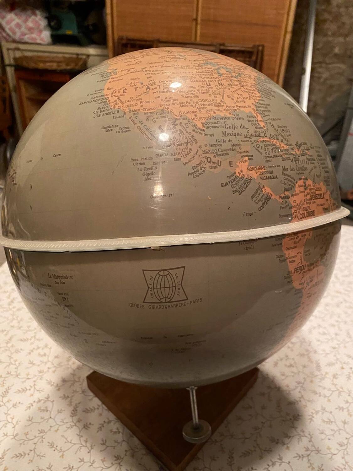 Vintage Globe with Wooden Stand from the 40s-50s