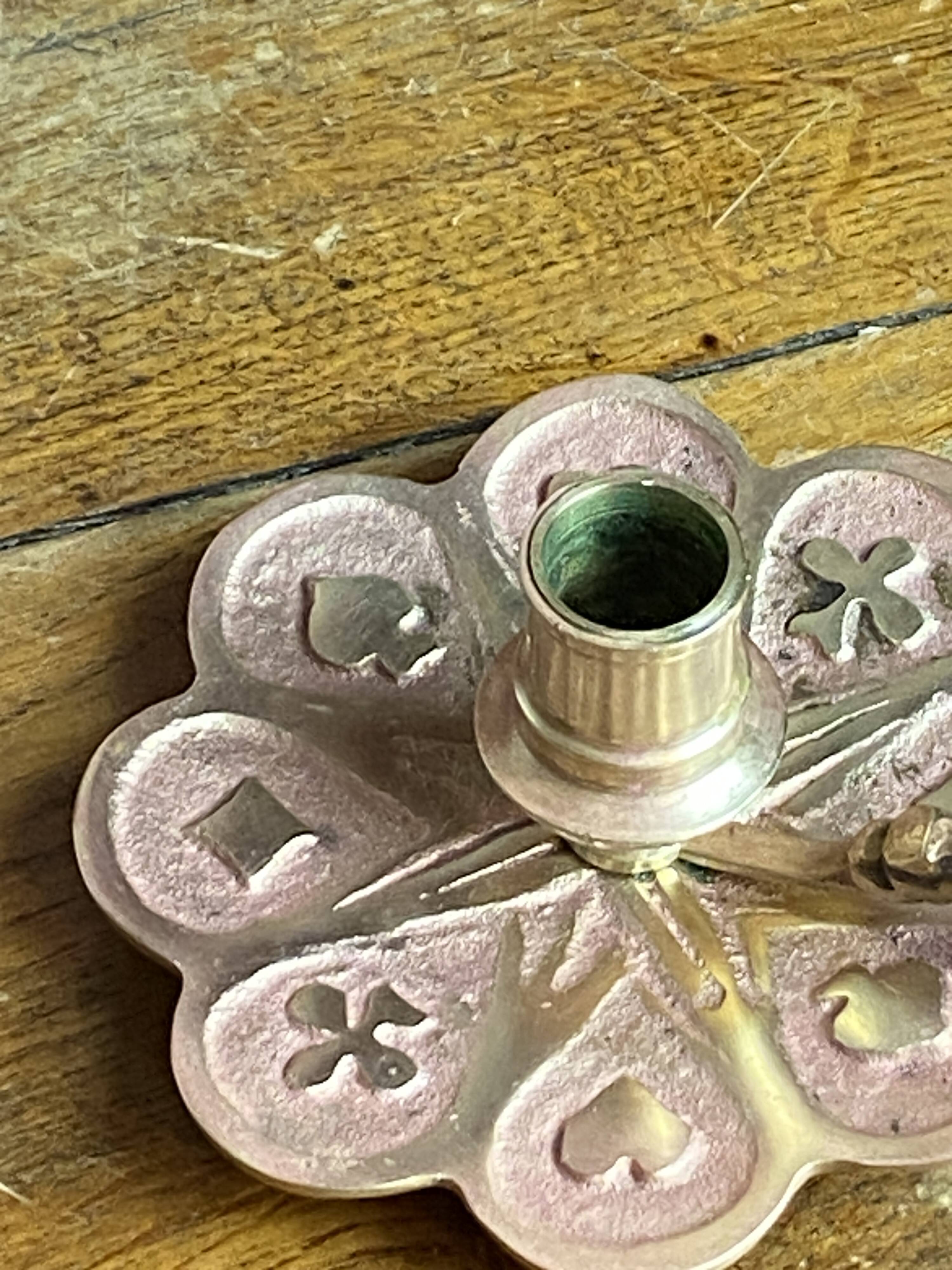 Bronze candlestick, card game decoration