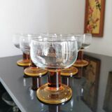 Set of 6 amber stemmed glasses