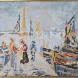 Fishing return - post-impressionist mixed technique