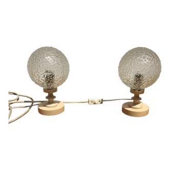 Pair 2pcs Vintage GDR AKA Electric Table Night Lamp Mid-Century 70s