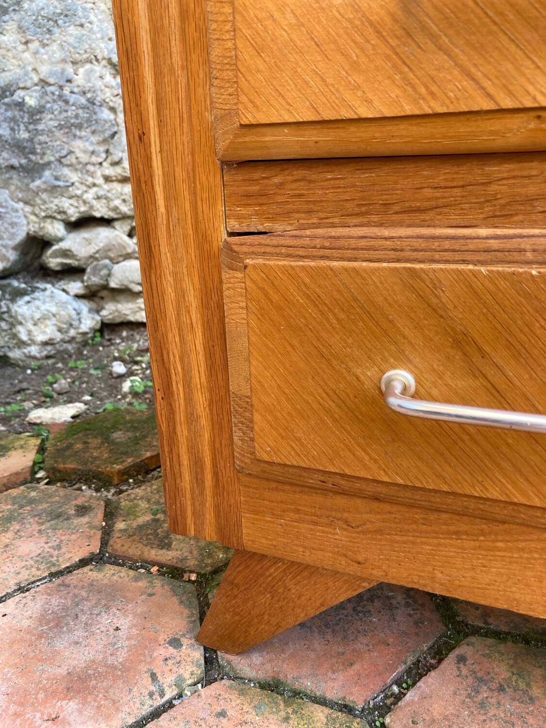 Vintage chest of drawers with compass feet