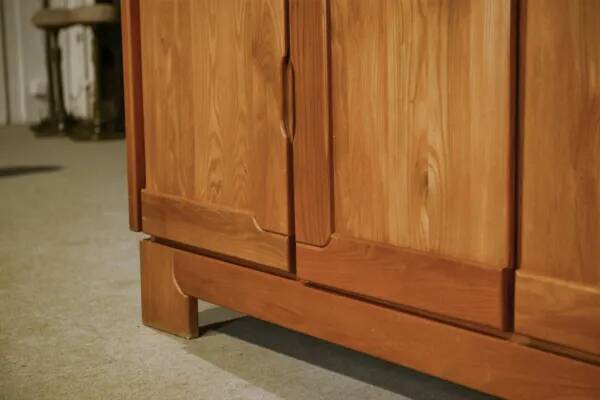 Elm wood sideboard in the style of Maison Regain, 1960s
