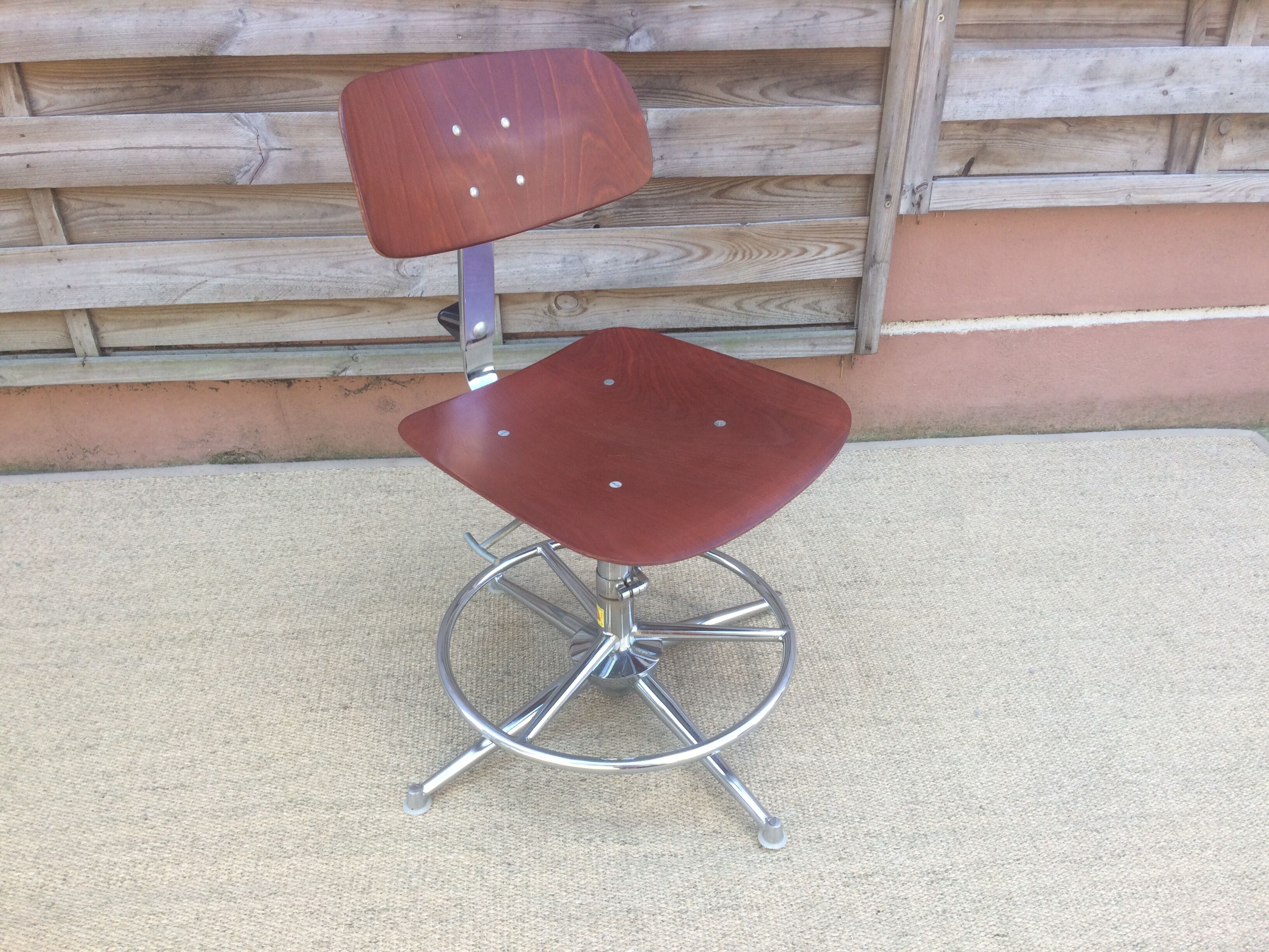 Chaise de bureau  bao pagholz vintage 60 pivotante & télescopique tbe