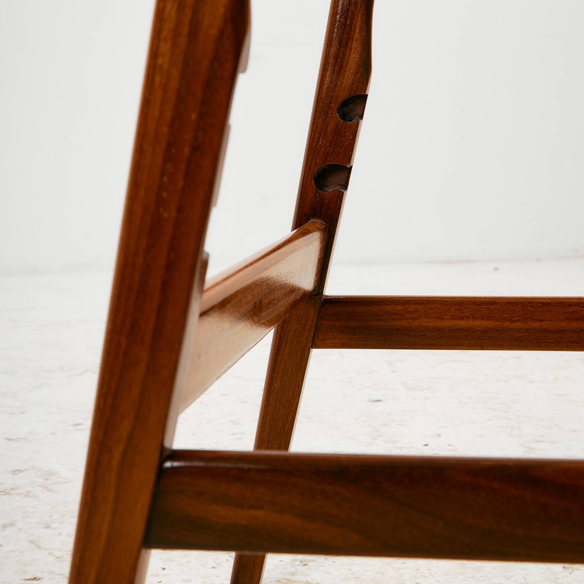 Teak armchair with leather upholstery