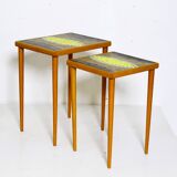 Set of 2 vintage nesting tables with mosaic top, 1970s