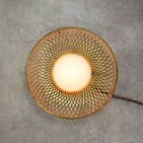Mid-Century Intricate Wall Lamp in Brass and Opaline Glass, 1950s