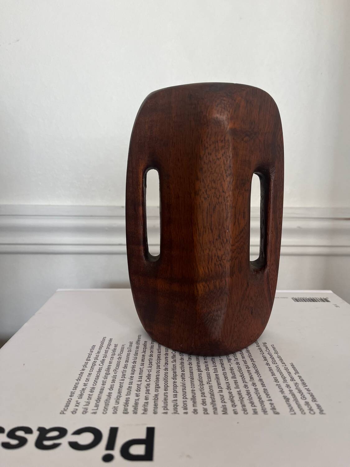 Brutalist wooden vase from the 80s