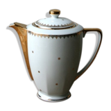 White and gold Limoges porcelain teapot