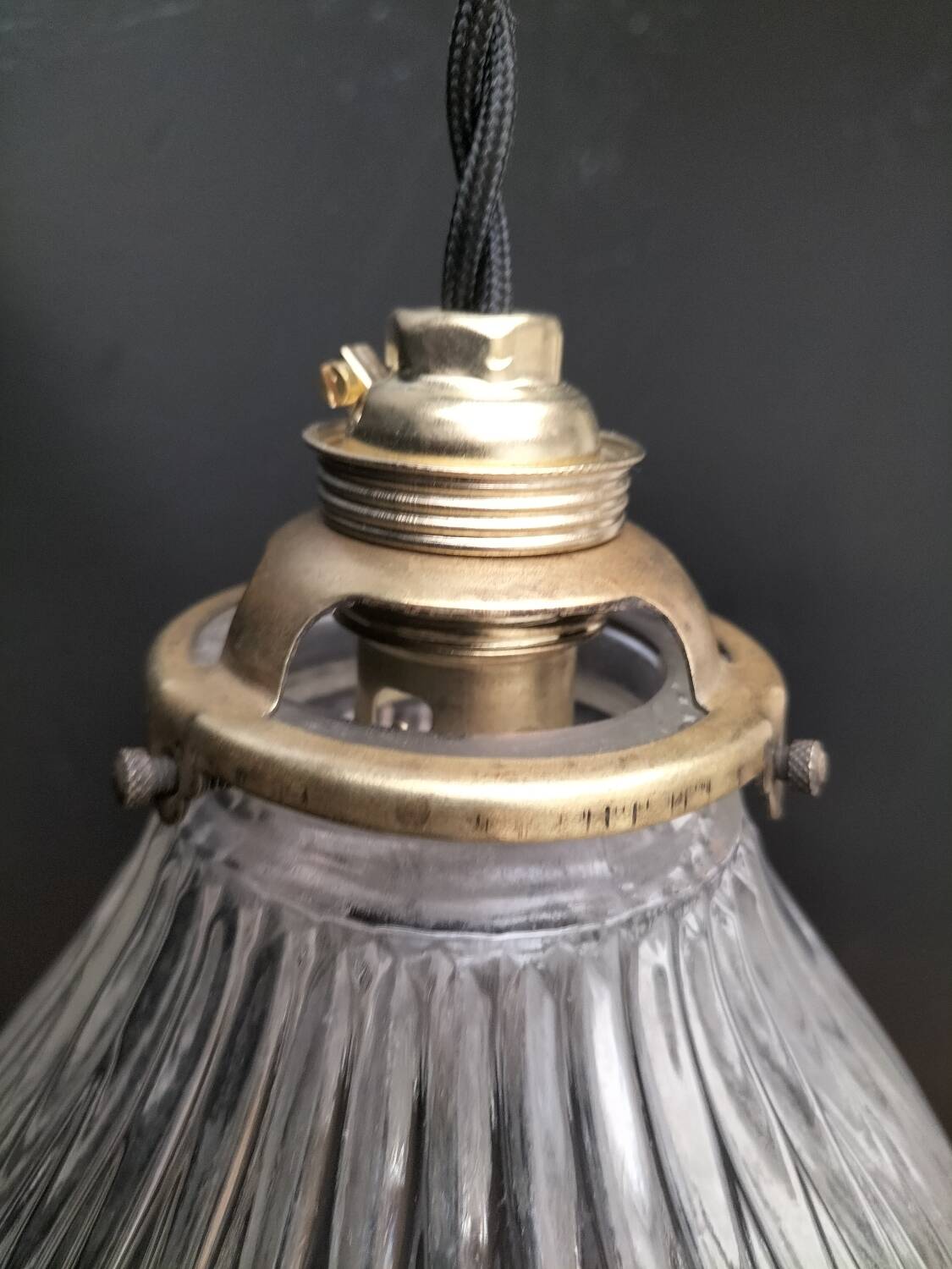 Holophane glass pendant light