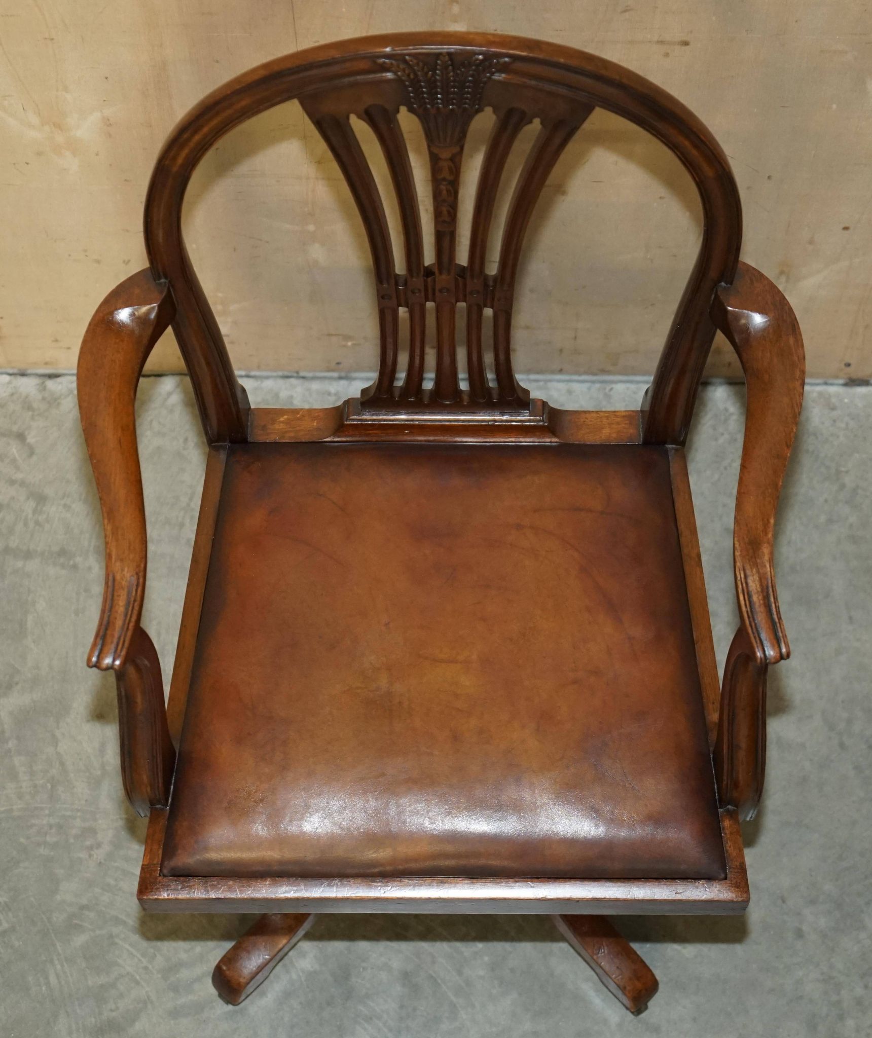 Antique George Hepplewhite captain's chair 1880 leather