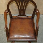 Antique George Hepplewhite captain's chair 1880 leather