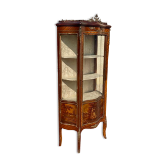 Showcase in Marquetry, Bronze and Vernis Martin Style Louis XV