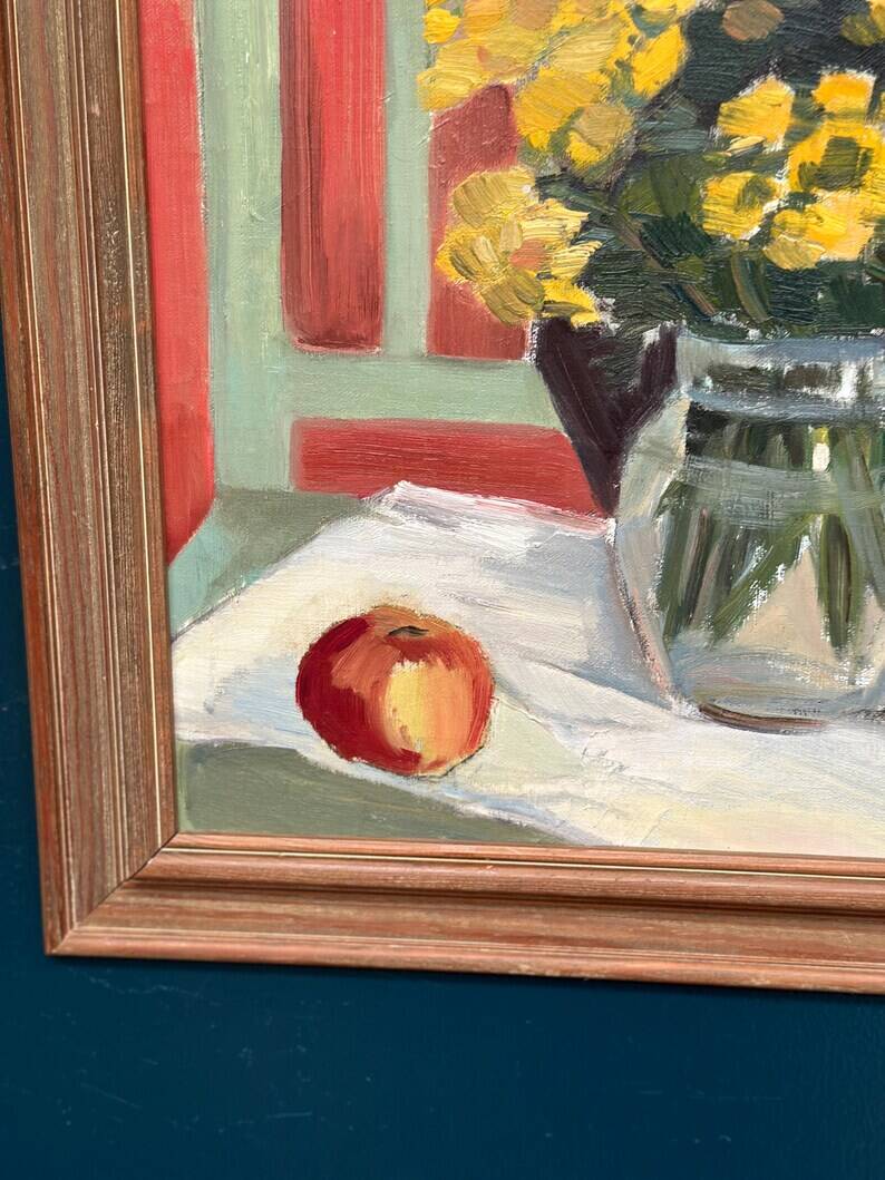 Original Swedish Oil on Panel from the 1940s – "Floral Still Life" by B. Segerdahl – Signed – Framed – 56 × 48 cm (22" × 18.9")
