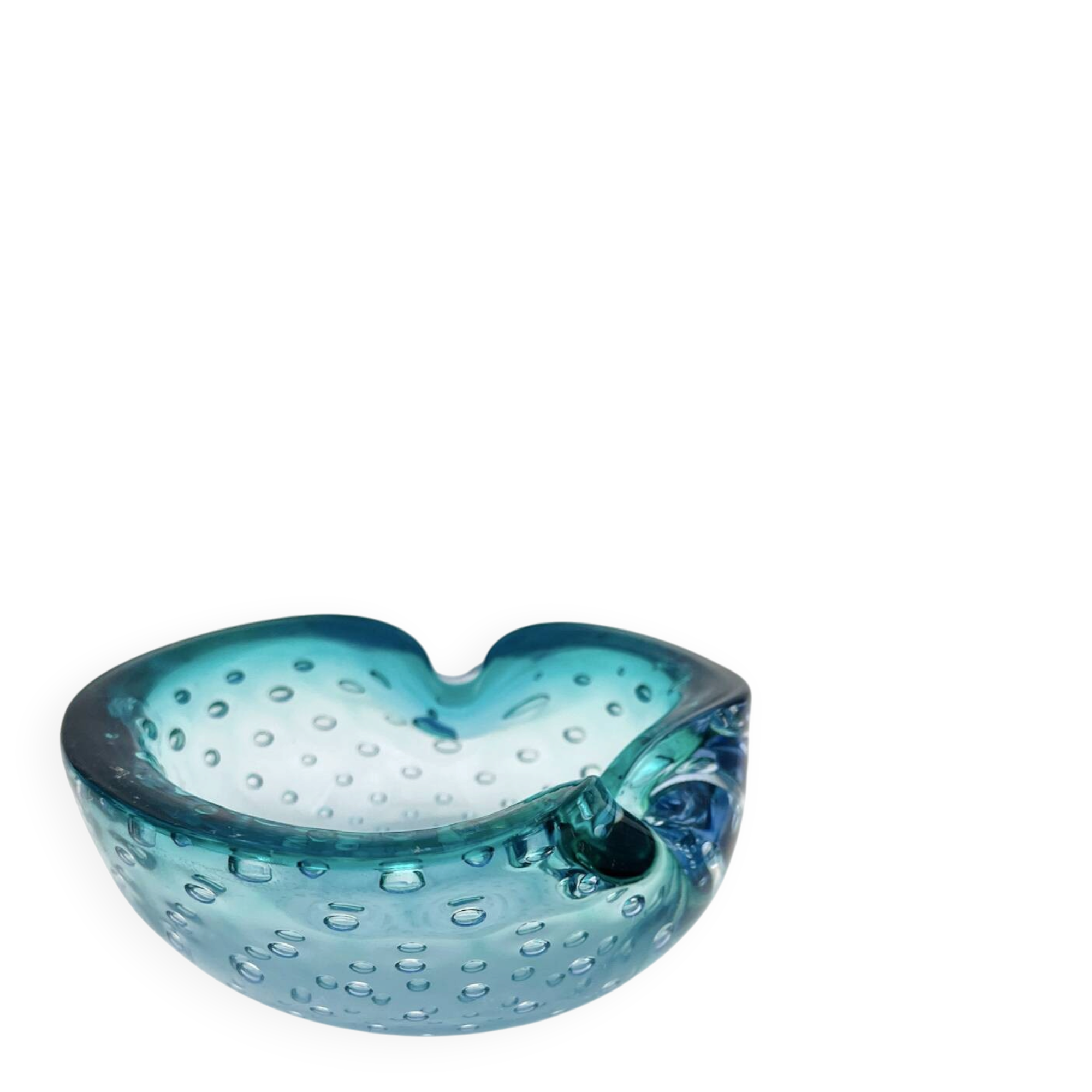 Murano Bullicante Peacock Blue Vide-Poche Vintage 60s 70s Art Glass